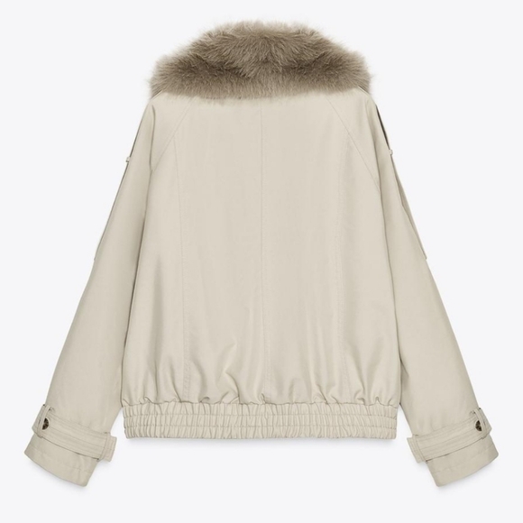 ZARA WATER REPELLENT SHORT TRENCH COAT FUR Size XL - Picture 5 of 16